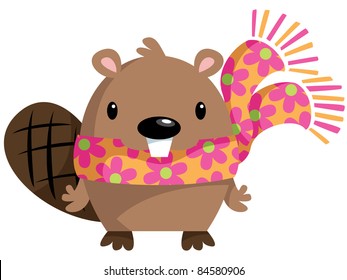 beaver with scarf
