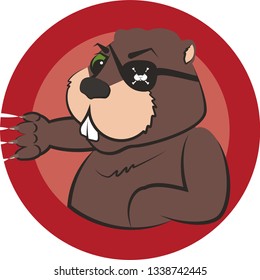 Beaver Scratching The Edge Of A Circle With Pirate Eyepatch