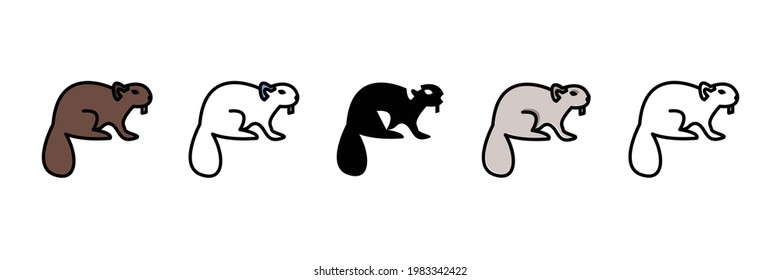beaver set vector type icon