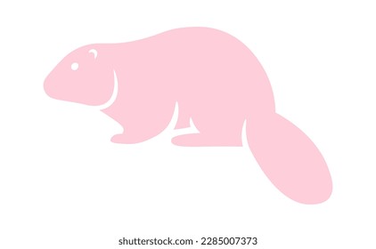 Beaver shape flat icon Cartoon animal silhouette. Vector illustration