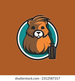 Logo de mascota de formas de castor para la compañía de productos para el cuidado del pelo. color moderno