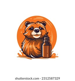 Beaver shape mascot logo for hair care products company. modern flat color