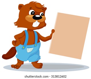 beaver with a sign in his hand