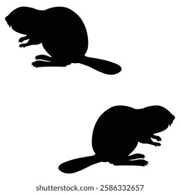 Beaver Silhouette, Beaver illustration, Beaver icon Silhouette, Beaver Silhouette illustration