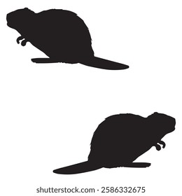 Beaver Silhouette, Beaver illustration, Beaver icon Silhouette, Beaver Silhouette illustration