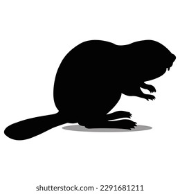 Silueta de castor, ilustración de castor, Beaver aislado en fondo blanco																									
