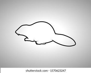 Beaver Silhouette on White Background. Isolated Vector Animal