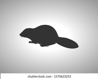 Beaver Silhouette on White Background. Isolated Vector Animal