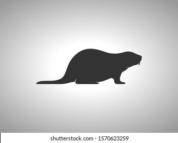 Beaver Silhouette on White Background. Isolated Vector Animal