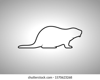 Beaver Silhouette on White Background. Isolated Vector Animal