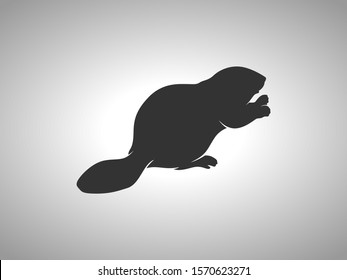 Beaver Silhouette on White Background. Isolated Vector Animal