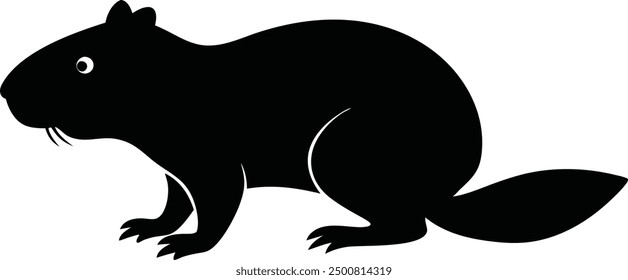 Beaver Silhouette on White Background. Isolated Vector Animal