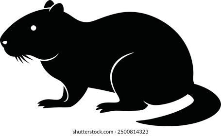 Beaver Silhouette on White Background. Isolated Vector Animal