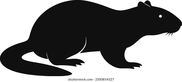 Beaver Silhouette on White Background. Isolated Vector Animal