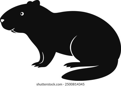 Beaver Silhouette on White Background. Isolated Vector Animal