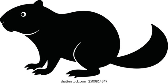 Beaver Silhouette on White Background. Isolated Vector Animal