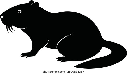 Beaver Silhouette on White Background. Isolated Vector Animal