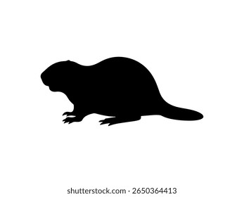 Beaver silhouette vector flat illustration design.
