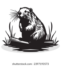  Beaver silhouettes and icons. black flat color simple elegant white background Beaver animal vector and illustration.