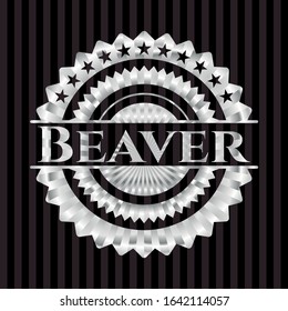 Beaver silvery emblem. Vector Illustration. Mosaic.