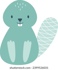 Beaver Sitting Animal Vector Illustration