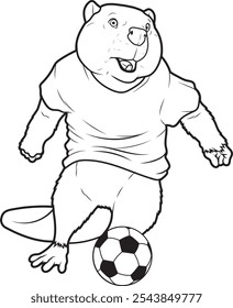 Beaver Soccer player Soccer Animal Vector Graphic Art Illustration