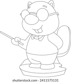 Beaver Teacher Glasses Animal Vector Graphic Art Illustration
