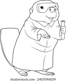 Beaver Teacher Test tube Chemistry Animal Vector Graphic Art Illustration