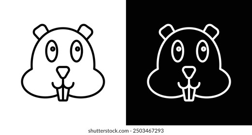 Beaver thin line vector icon set.