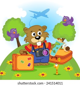 beaver traveler - vector illustration, eps 