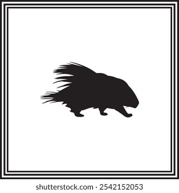 Beaver vector black silhouette. wildlife animal illustration