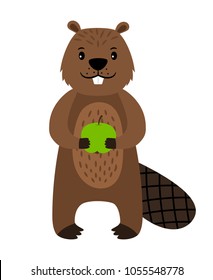 Beaver. Vector cartoon beaver character isolated on white background