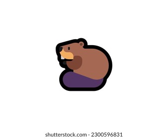 Beaver vector icon. Beaver emoji illustration. Isolated beaver animal vector emoticon