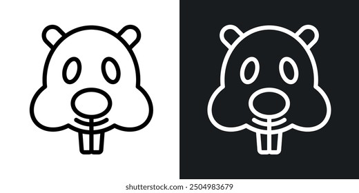 Beaver vector icon set black and white filled and outlined style.