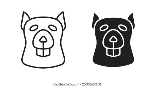 Beaver vector icon in solid and outline style