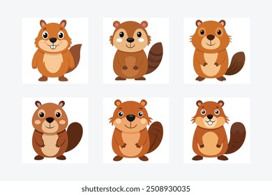  Beaver Vector Illustration  Cartoon, Clipart, and Line Art Design