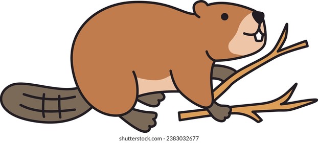 Beaver vector illustration. Isolated beaver on white background.