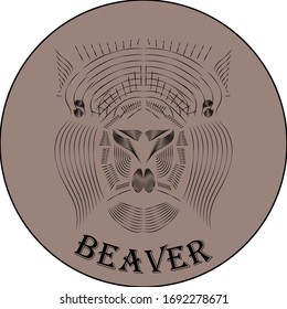 
beaver vector logo on a brown background