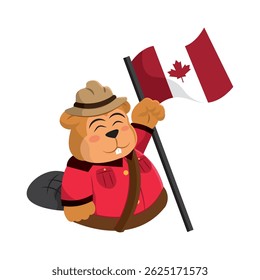 Castor acenando bandeira do Canadá Ilustração do vetor