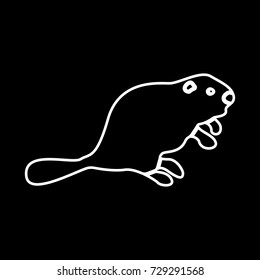 Beaver white icon .