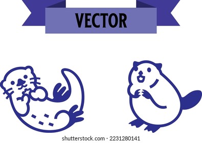 Beaver wild animal set vector illustration. Funny character in various poses cartoon design. Groundhog day concept. Isolated on white background.