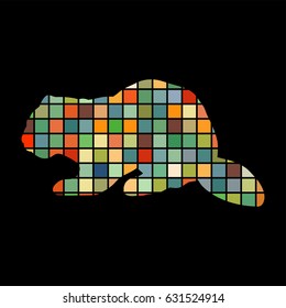Beaver wildlife color silhouette animal