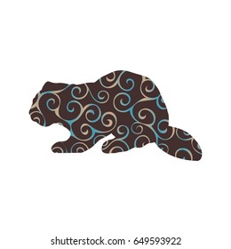 Beaver wildlife color silhouette animal