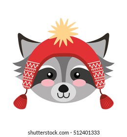 beaver winter clothes character vector illustration design
