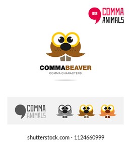 Beaveranimal concept icon set and modern brand identity logo template and app symbol based on comma sign