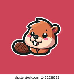 Beaver-Cute-Mascot-Logo-Illustration-Chibi-Kawaii is awesome logo, mascot or illustration for your product, company or bussiness