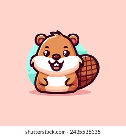 Beaver-Cute-Mascot-Logo-Illustration-Chibi-Kawaii is awesome logo, mascot or illustration for your product, company or bussiness