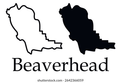 Beaverhead (Montana) city map with black border outline vector