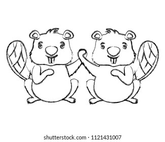 beavers animal isolated icon