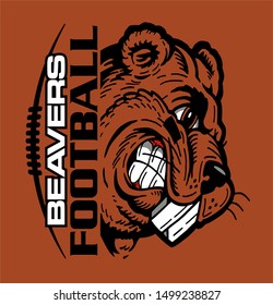 beavers football team design with half mascot and laces for school, college or league